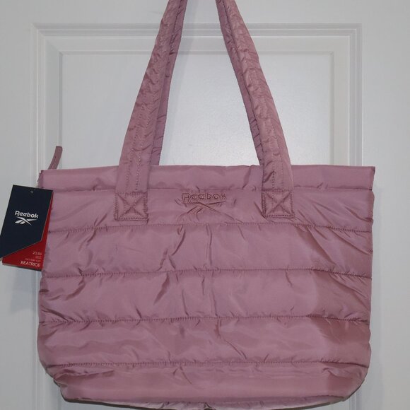 NWT Reebok Beatrice Pink Quilted Tote Bag 20.9L Lightweight Shoulder Tote - Picture 6 of 9
